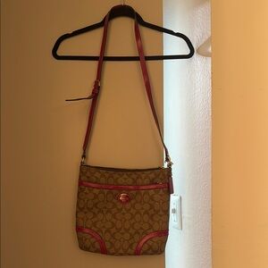 Stylish Brown and Pink Crossbody Bag Coach